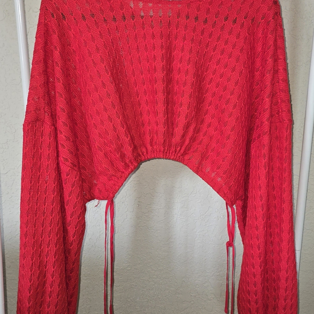 Red Women's Cropped Sweater